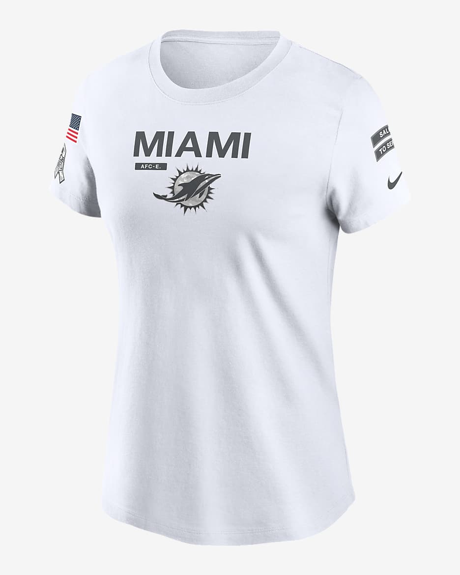 Playera Nike de la NFL para mujer Miami Dolphins Salute to Service Legend. Nike